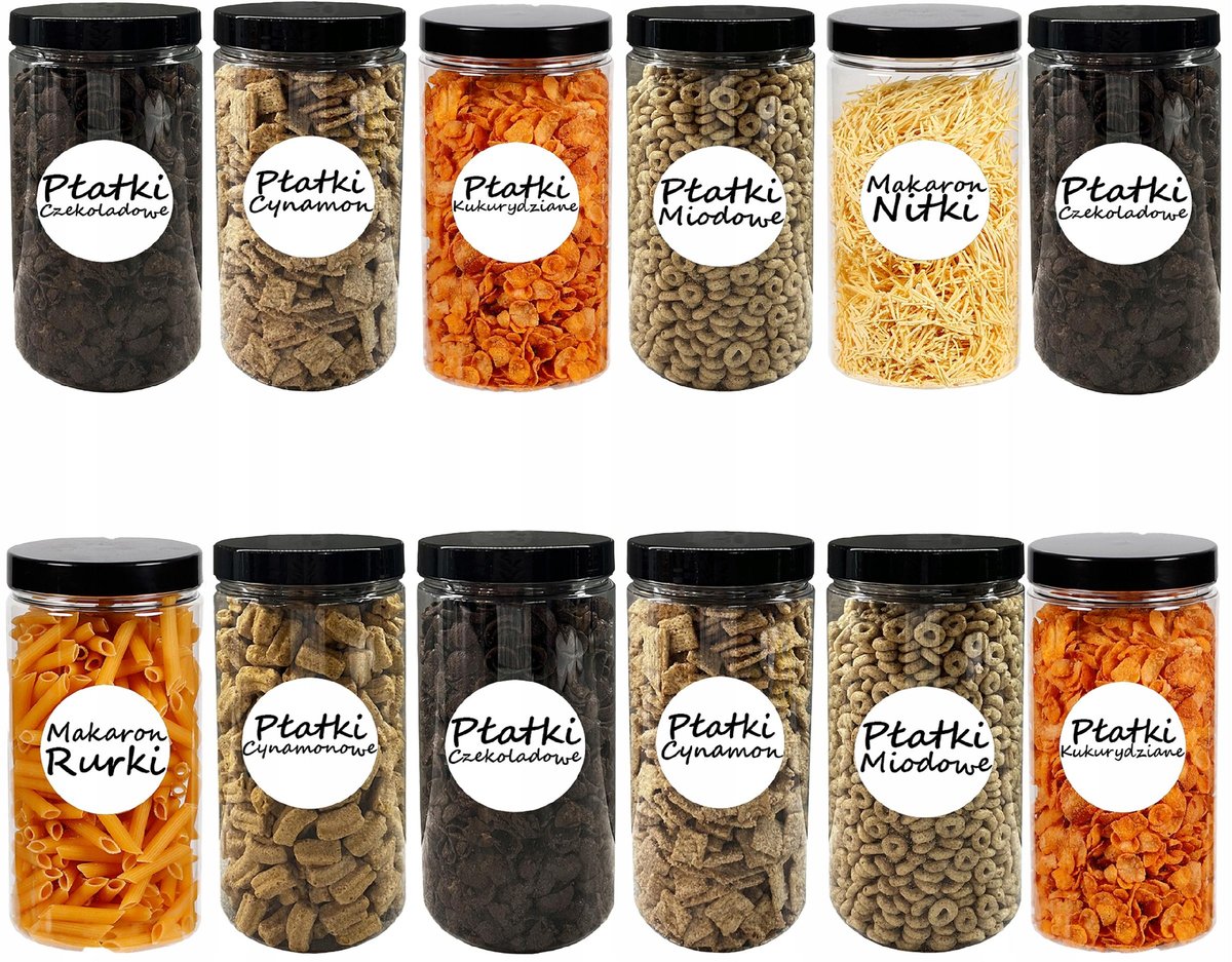 Pojemnik słoik plastikowy 1,5L makaron 1500ml 12 sztuk