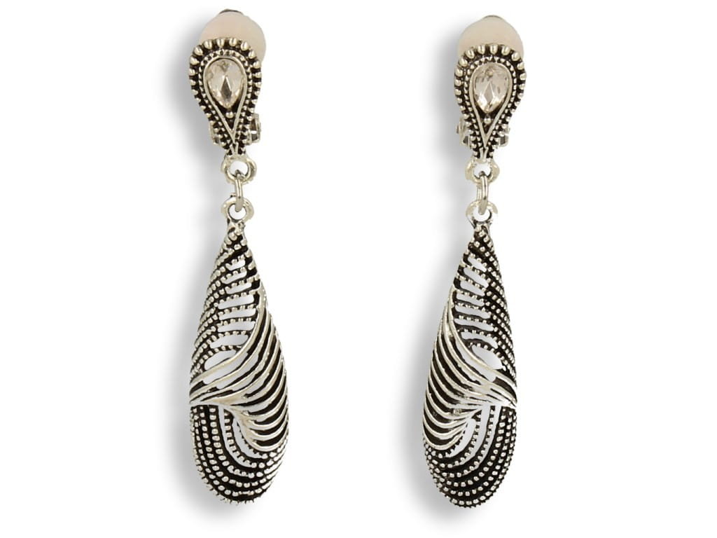 Klipsy do uszu srebrne z jasnym oczkiem