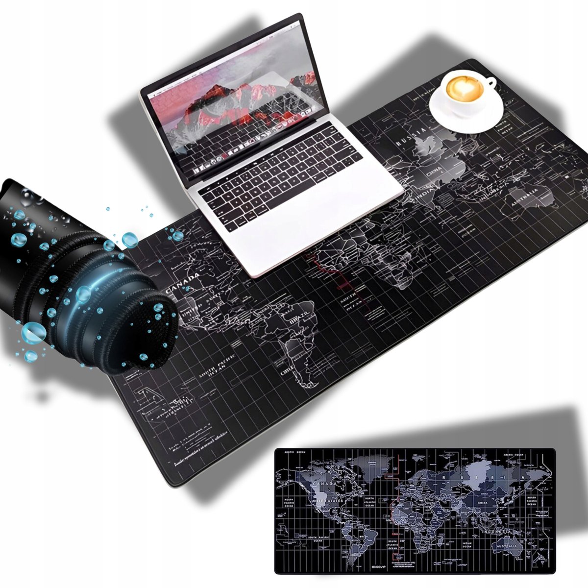 PODKŁADKA POD KLAWIATURĘ XXL GAMINGOWA MATA 80X30 MAPA ŚWIATA NA BIURKO