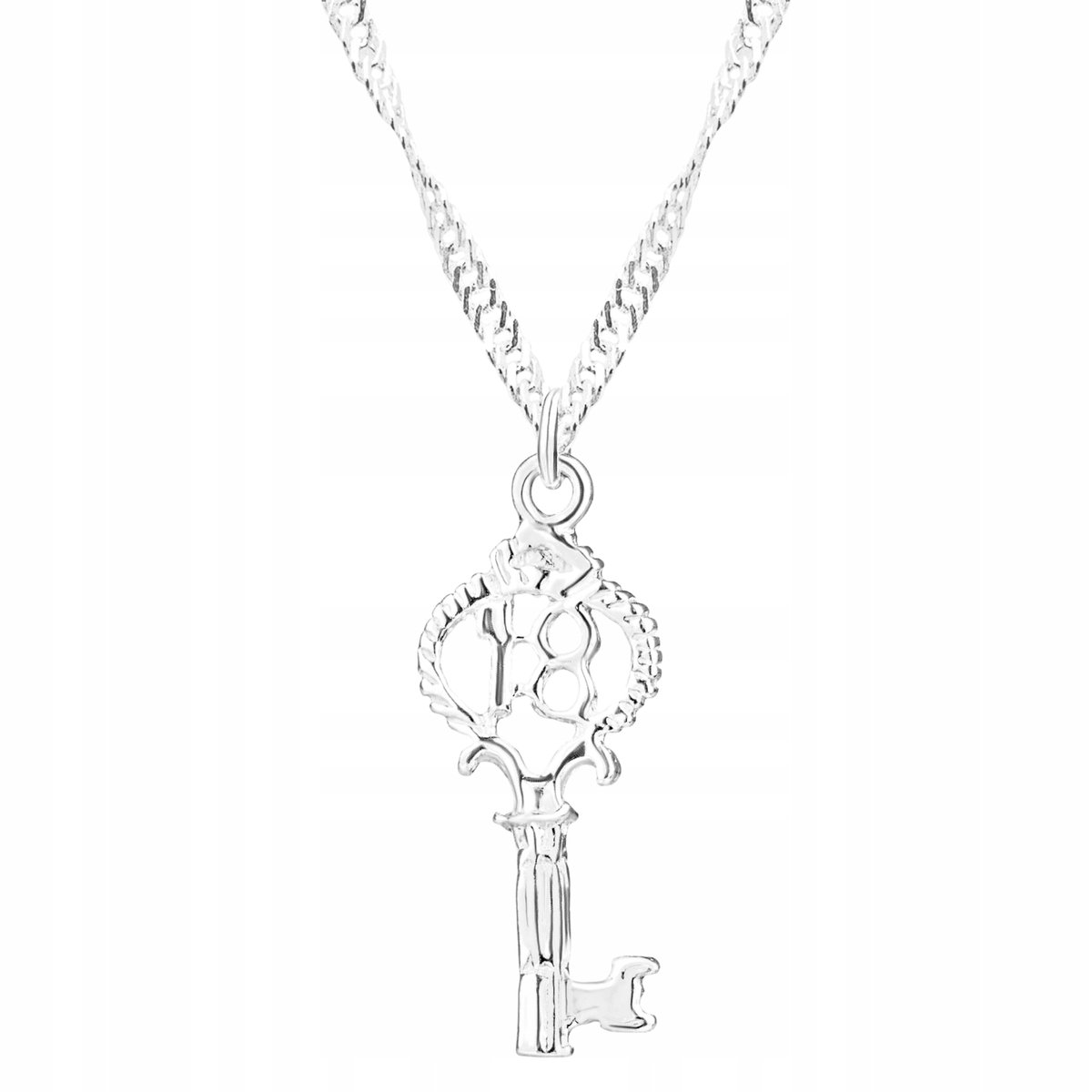 Piękny Naszyjnik Srebrny 925 Sekretny Kluczyk Ozdobny Klucz Miłości Key