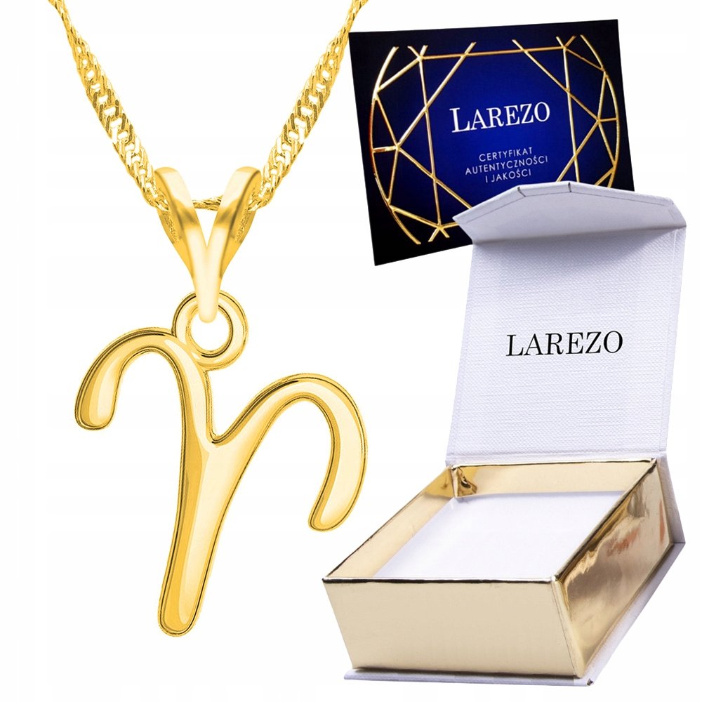 Złoty Naszyjnik 24K ze Znakiem Zodiaku Barana Aries Znak Zodiaku Baran