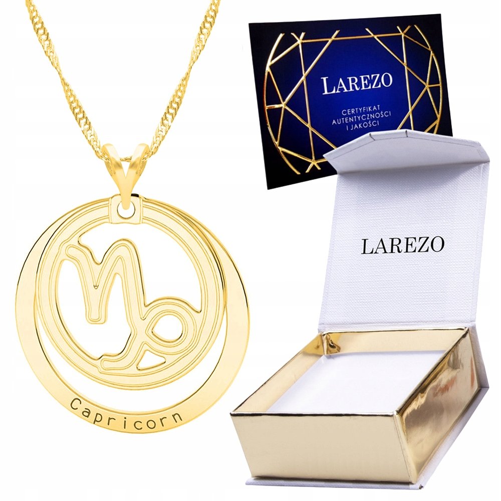 Złoty Naszyjnik 925 Pozłacany ze Znakiem Zodiaku Znak Zodiaku Koziorożec
