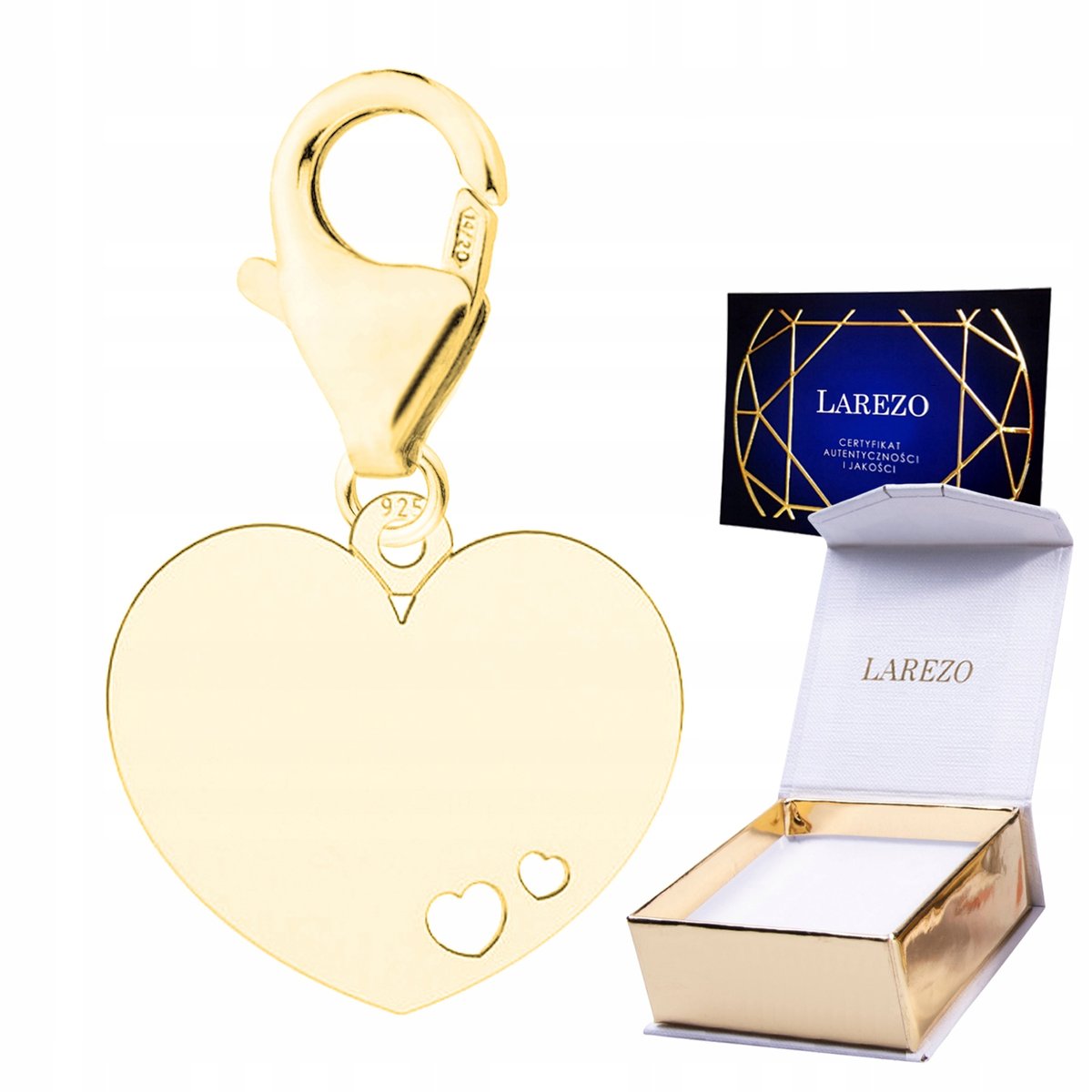 ZAWIESZKA ZŁOTA Wisząca Duże Serce Serduszko Blaszka Dwa Serca SREBRO 925