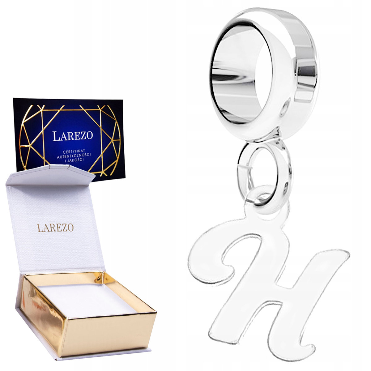 CHARMS SREBRNY Wiszący z Literą Literka H Lśniący Znak Inicjał SREBRO 925