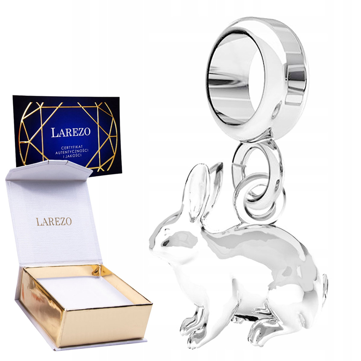 Charms Srebrny Wiszący Królik Zając Lśniący Króliczek Zajączek SREBRO 925