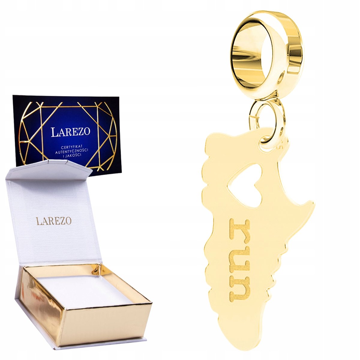 CHARMS ZŁOTY Wiszący z Butem Sport But Hobby Bieganie Love Run SREBRO 925