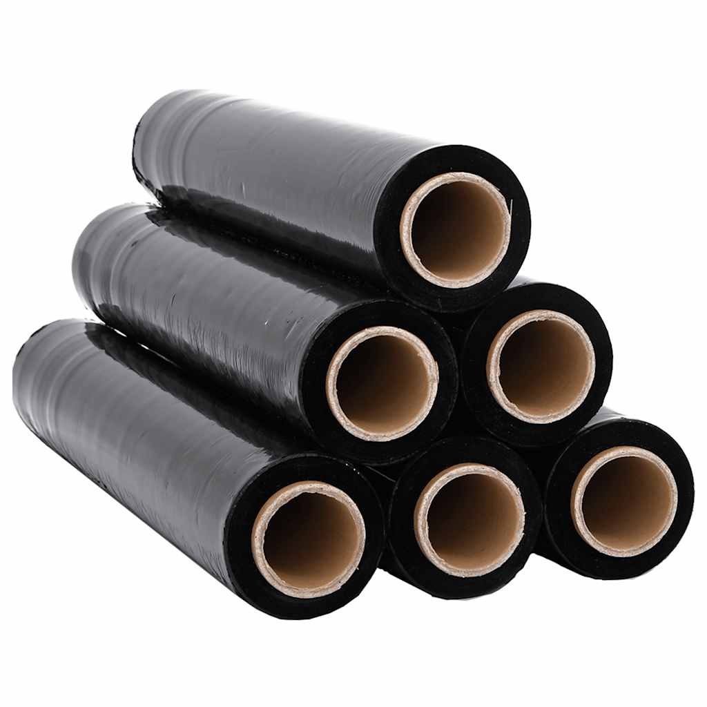vidaXL Folia stretch 6 szt. Czarna 23 μm 50 cm x 300 m