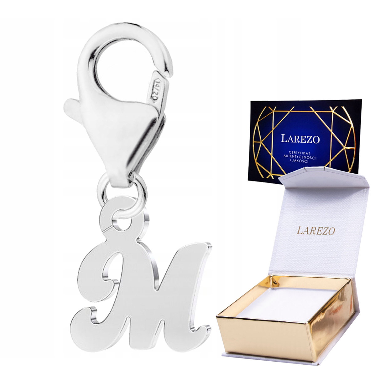 ZAWIESZKA SREBRNA Wisząca z Literą Literka M Inicjał Symbol Znak SREBRO 925