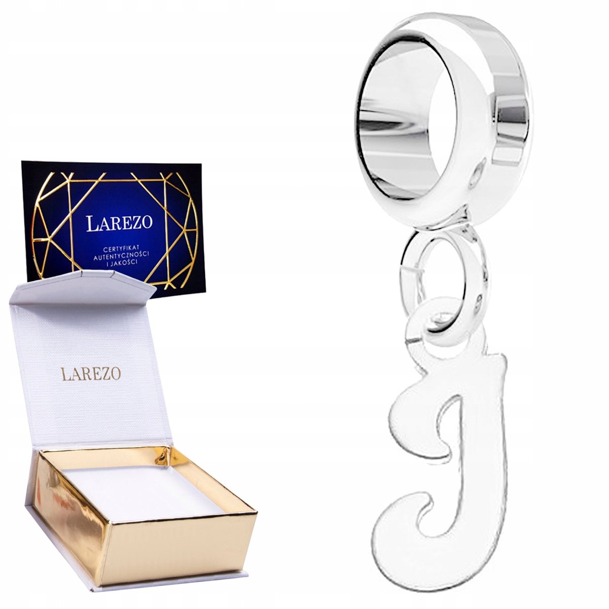 CHARMS SREBRNY Wiszący z Literą Literka I Lśniący Znak Inicjał SREBRO 925