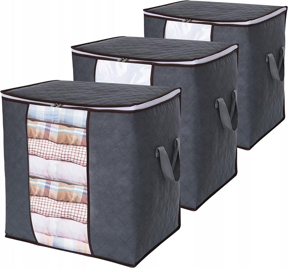ORGANIZER NA UBRANIA POKROWIEC NA POŚCIEL ZESTAW 3 SZT DUŻE 90L 50x36x50 cm