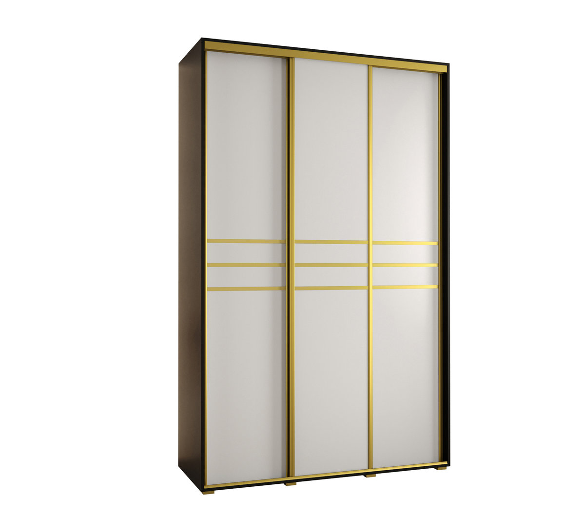 Szafa przesuwna wysoka Davos 10 150 gł. 60 czarny + biały + złoty / Abiks Meble