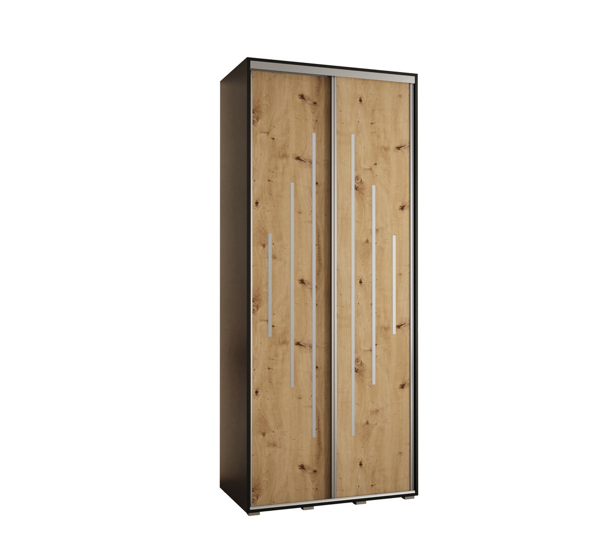 Szafa przesuwna wysoka Davos 12 110 gł. 60 czarny + artisan + srebrny / Abiks Meble