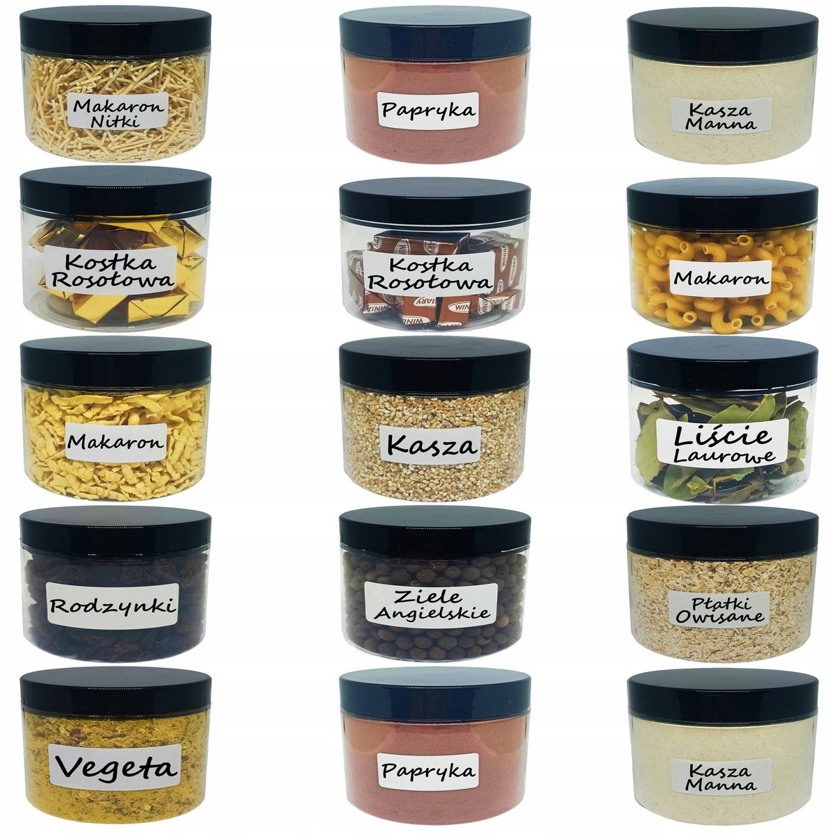 Pojemniki na żywność, słoik plastikowy na przyprawy 0,5l, 15 szt.