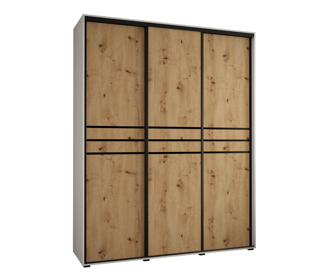 Szafa przesuwna wysoka Davos 10 200 gł. 60 biały + artisan + czarny