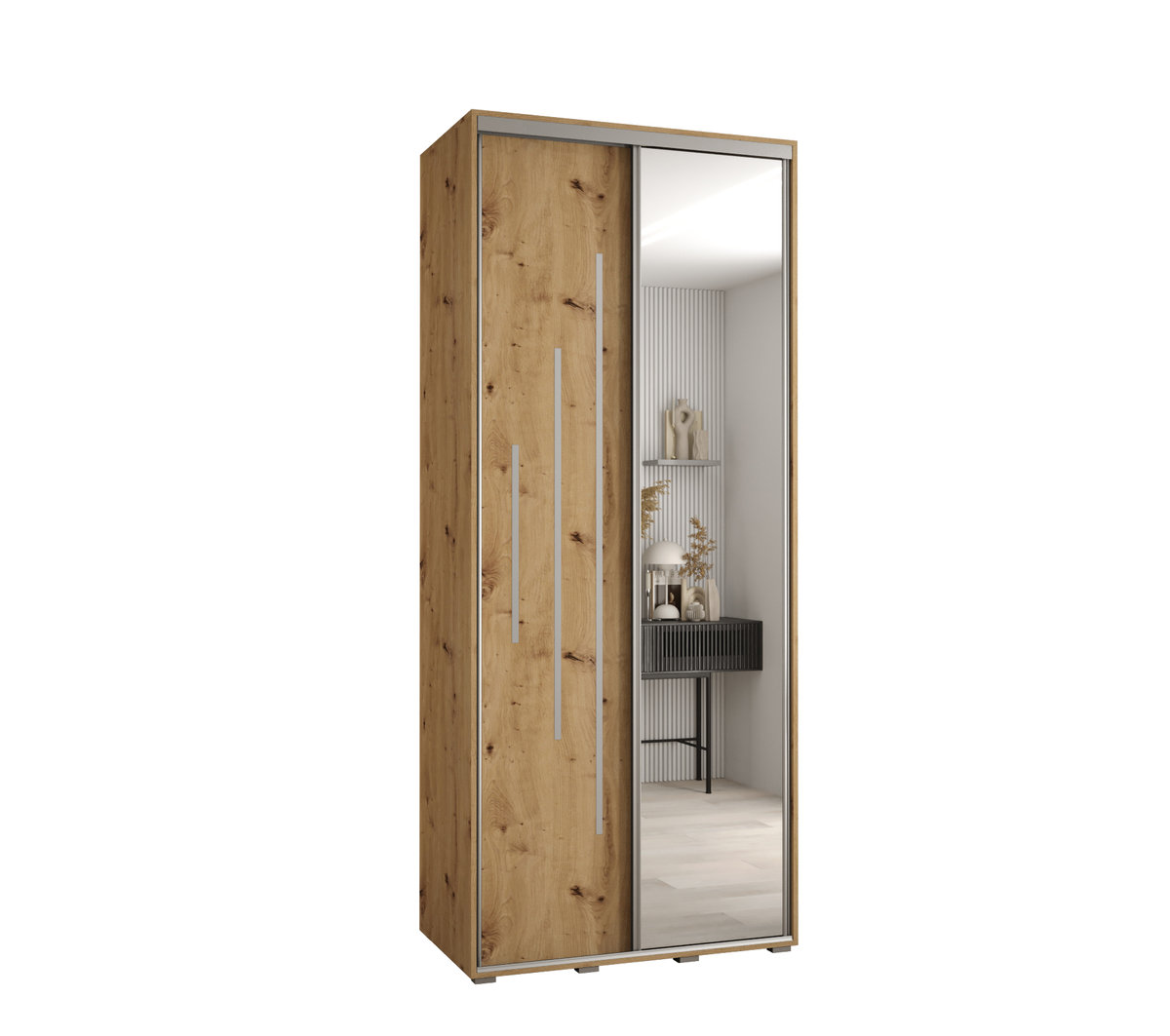 Szafa przesuwna wysoka Davos 13 110 gł. 45 artisan + artisan + srebrny / Abiks Meble