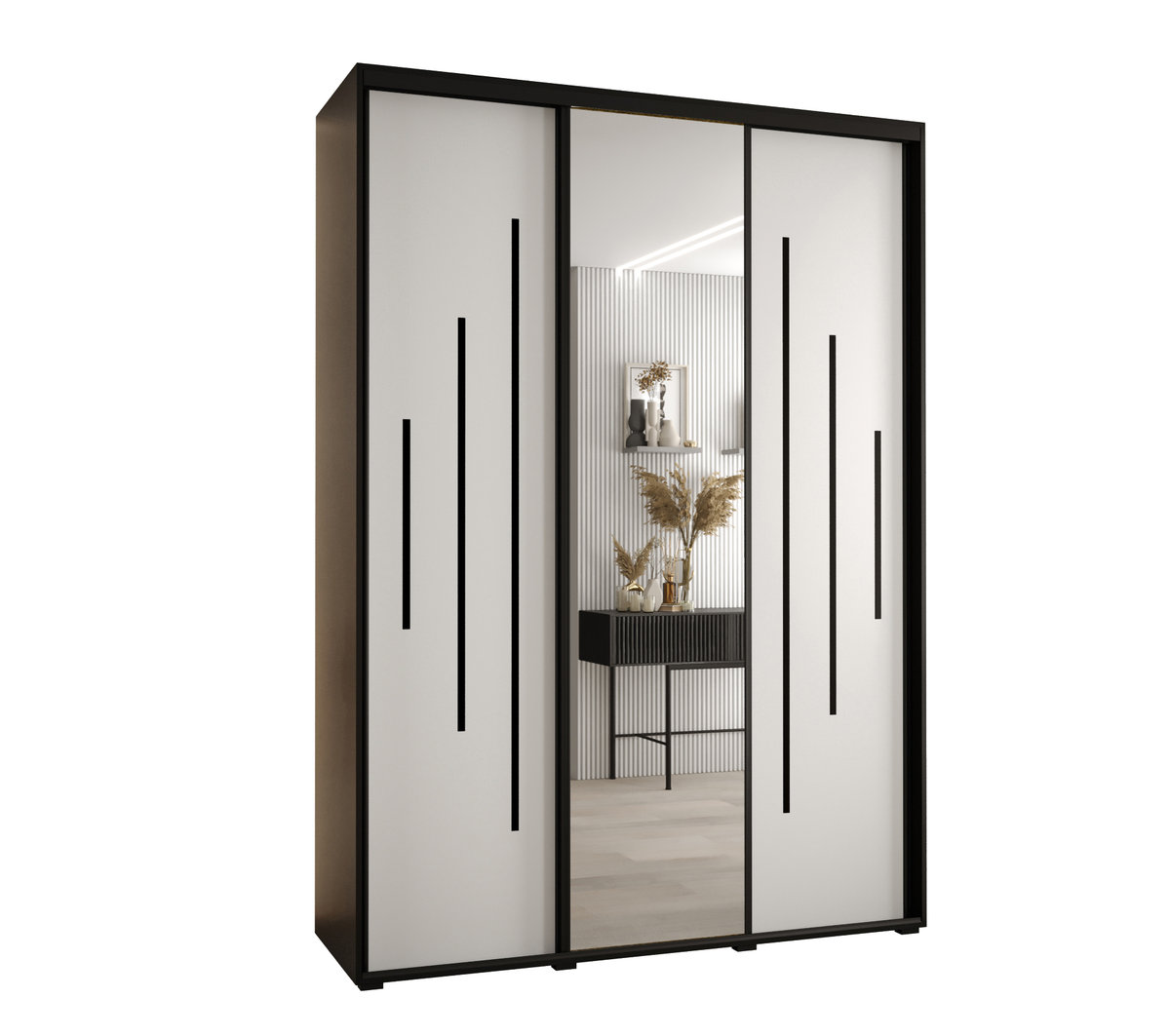 Szafa przesuwna wysoka Davos 13 170 gł. 45 czarny + biały + czarny