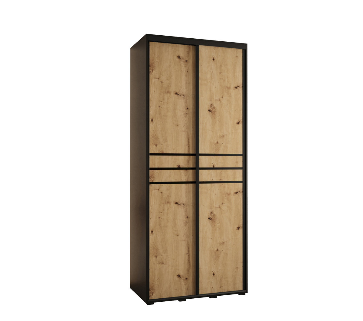 Szafa przesuwna wysoka Davos 10 120 gł. 60 czarny + artisan + czarny / Abiks Meble