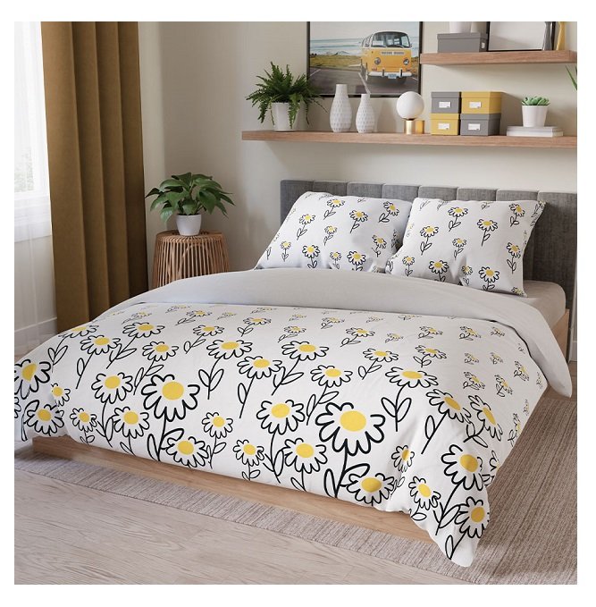 Pościel satynowa 200x220 Bellis kwiaty