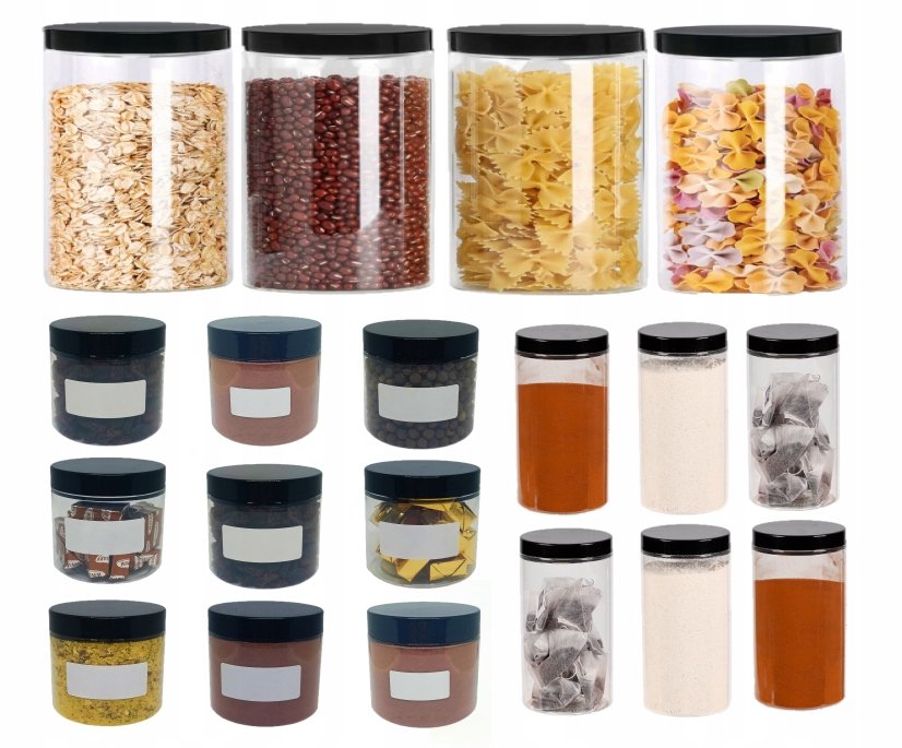 Pojemniki na żywność słoik słoiki 1000ml 500ml 200ml zestaw 19 sztuk