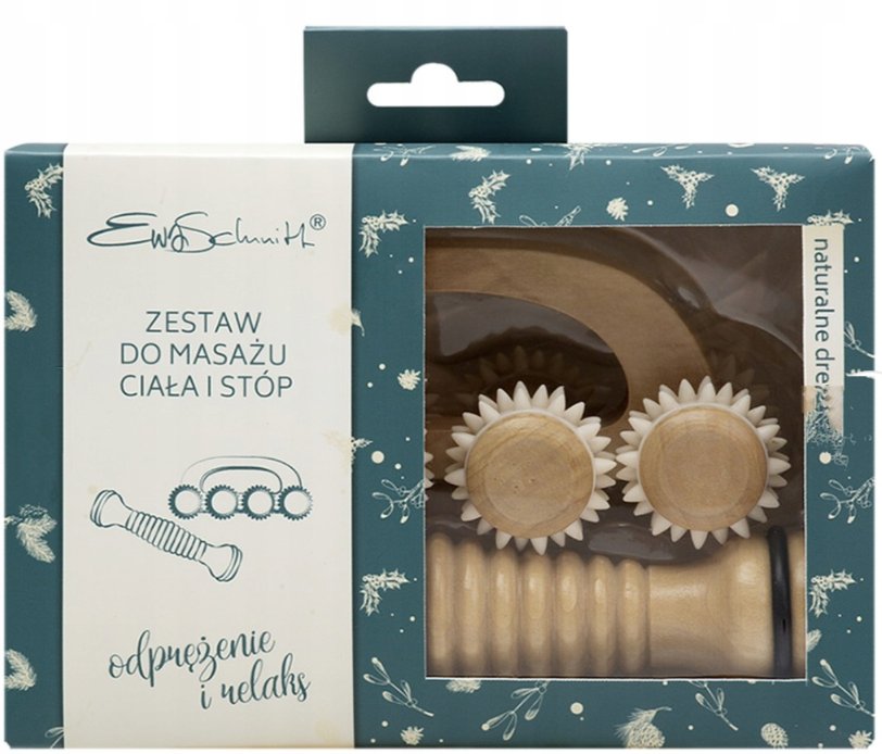 Zestaw do masażu ciała i stóp naturalne drewno prezent na święta roller 2sz
