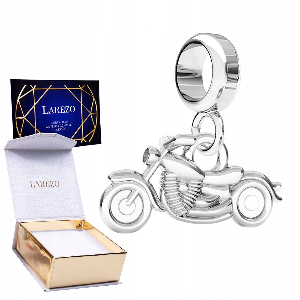 CHARMS SREBRNY Wiszący z Motorem Motocyklem Harley Motocykl Motor SREBRO