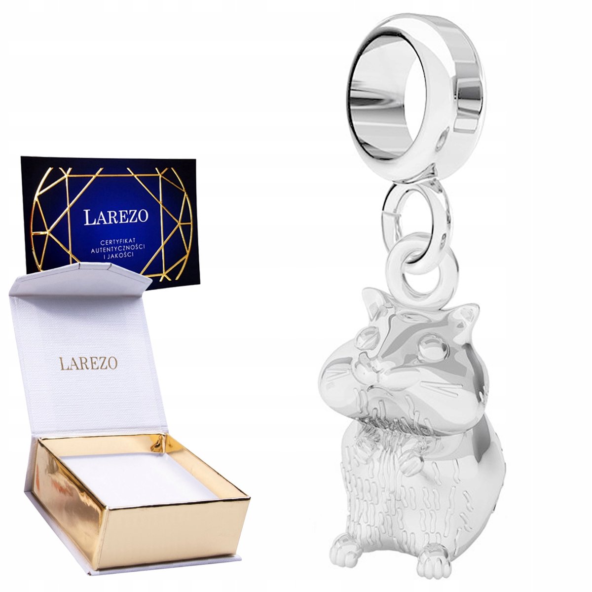 CHARMS SREBRNY Wiszący z Chomikiem Lśniący Chomik Chomiczek SREBRO 925