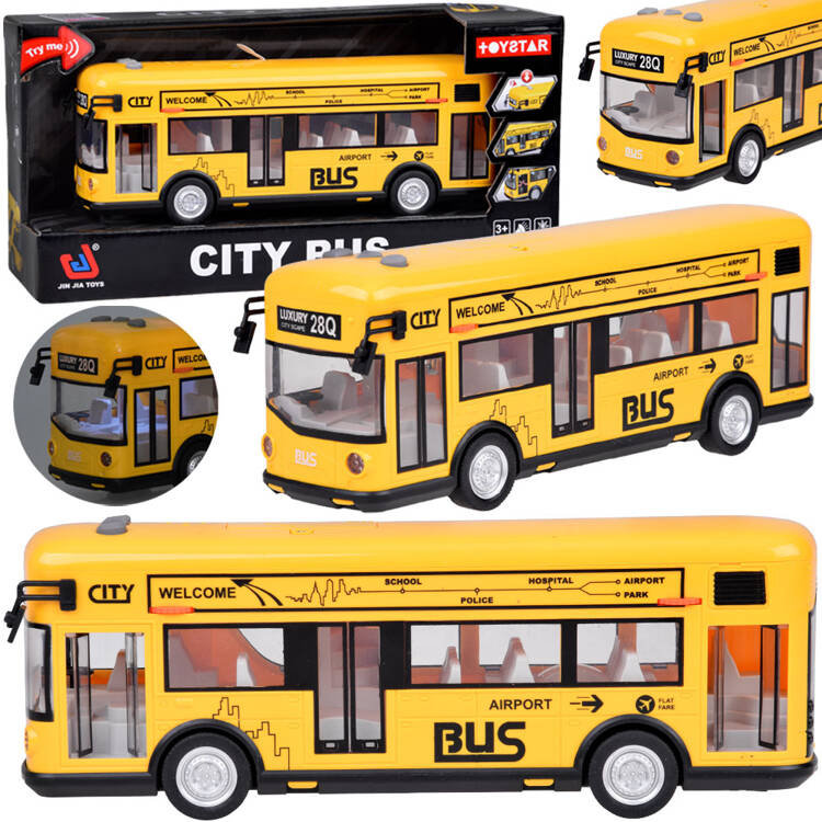 AUTOBUS ŻÓŁTY IMPREZOWY OTWIERANE DRZWI DŹWIĘKI