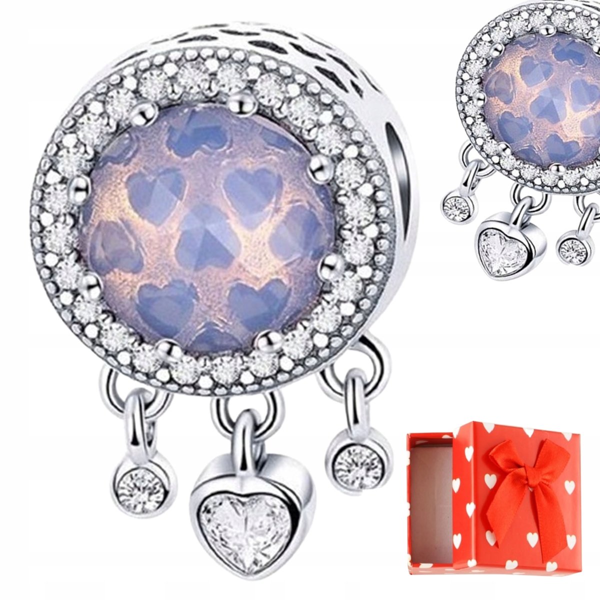 Charms zawieszka Lawendowy ŁAPACZ SNÓW srebrny cyrkonie s925 +PUDEŁKO