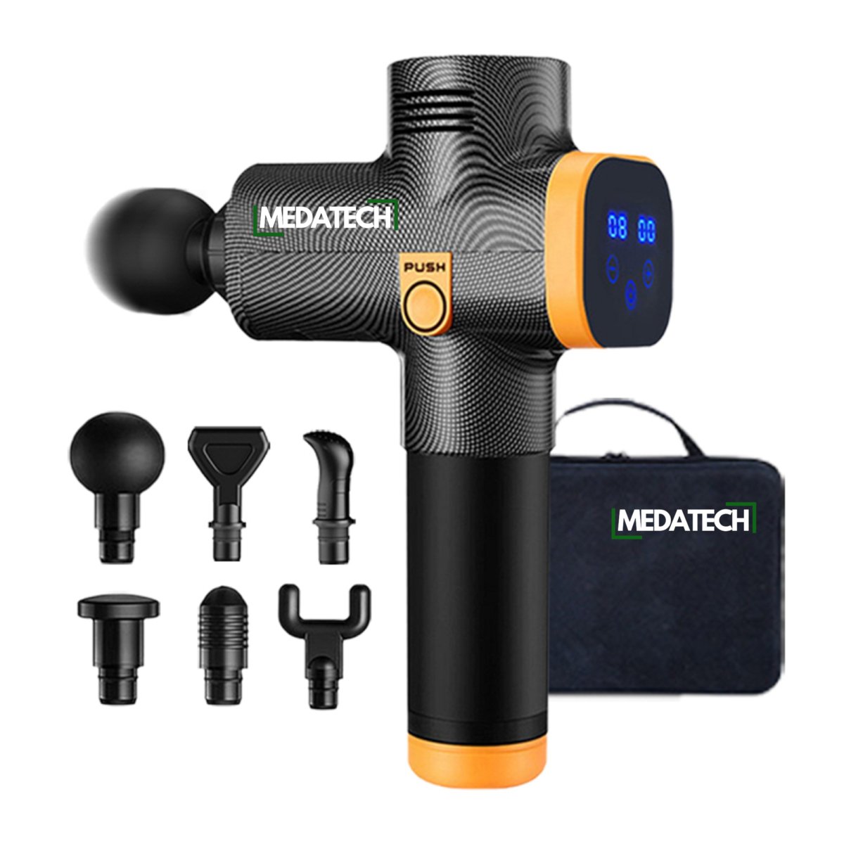 PISTOLET DO MASAŻU PLECÓW CIAŁA STÓP MASAŻER A2 ZESTAW PRO 6 KOŃCÓWEK