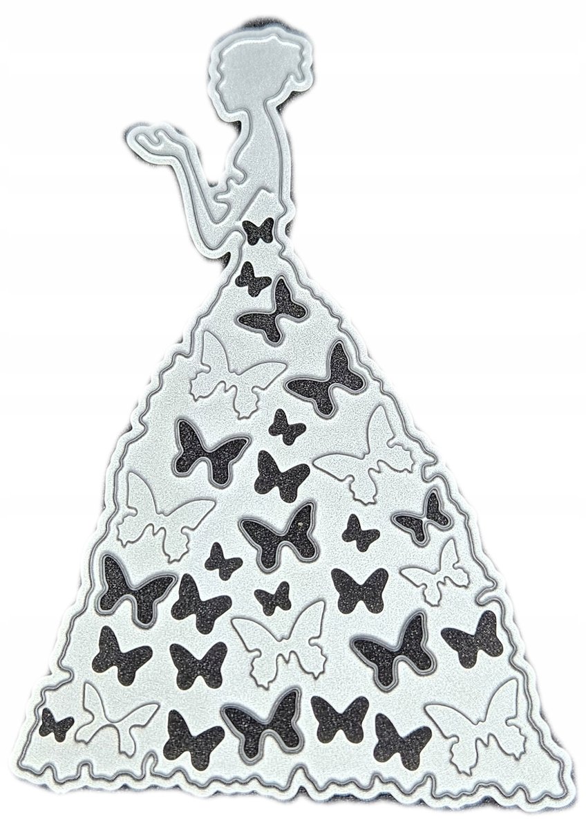 Wykrojnik do papieru EMBOSSING szablon do WYTŁACZANIA SUKIENKA W MOTYLKI
