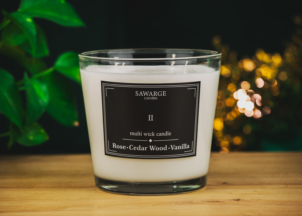 Świeca Zapachowa Sojowa No2 /70h/ Wanilia Róża Drzewo Cedrowe 800g/Sawarge candles