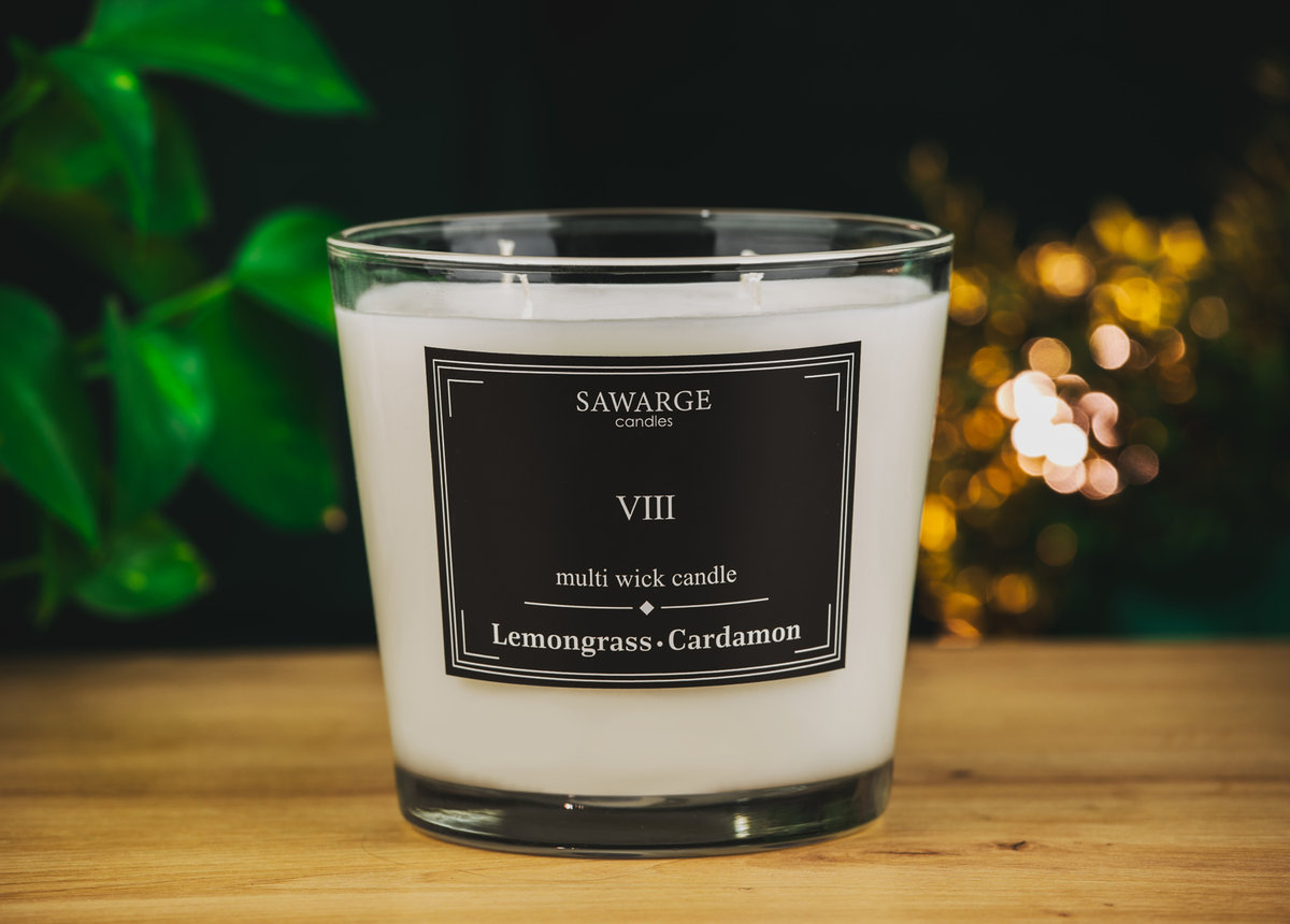 Świeca Zapachowa Sojowa No8 / 70h/Trawa Cytrynowa Kardamon 800g/Sawarge Candles