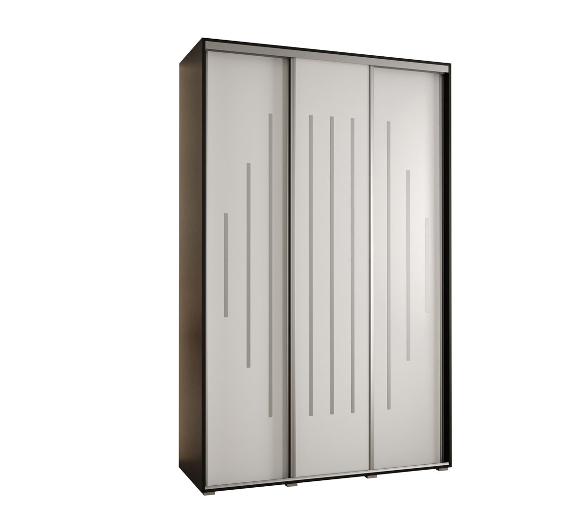 Szafa przesuwna wysoka Davos 12 150 gł. 45 czarny + biały + srebrny / Abiks Meble