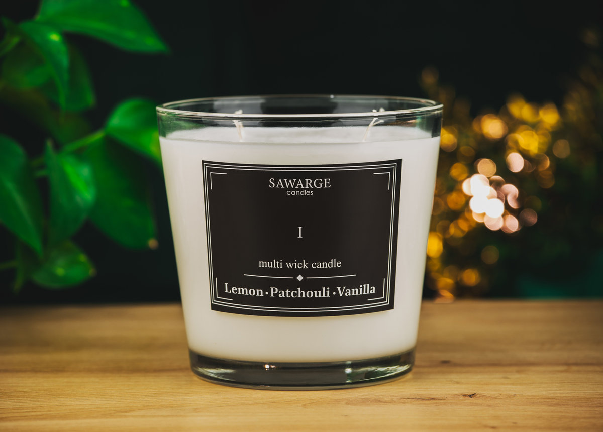 świeca zapachowa sojowa No1 / 70h/Wanilia Paczula Cytryna 800g/Sawarge Candles