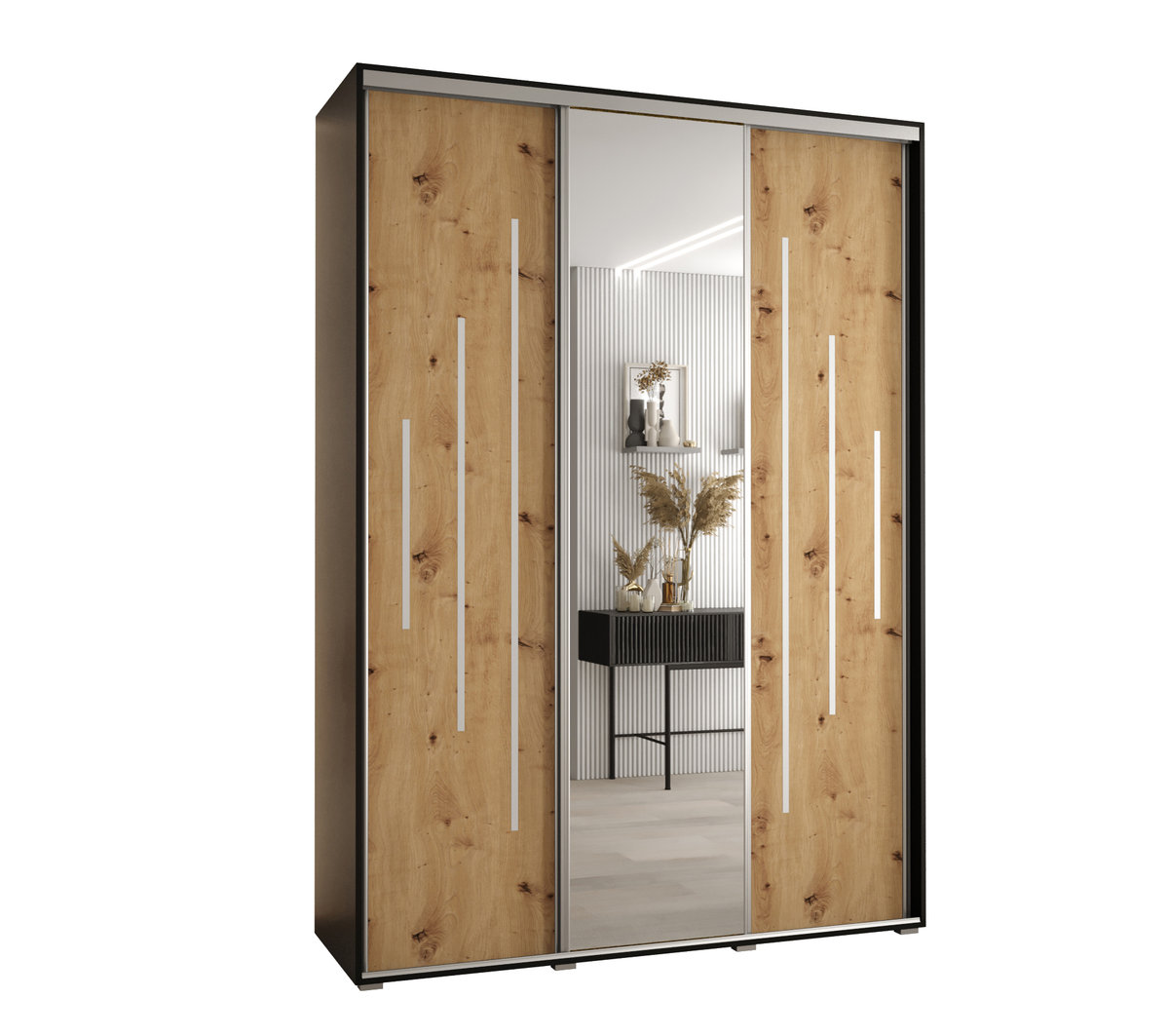 Szafa przesuwna wysoka Davos 13 170 gł. 45 czarny + artisan + srebrny