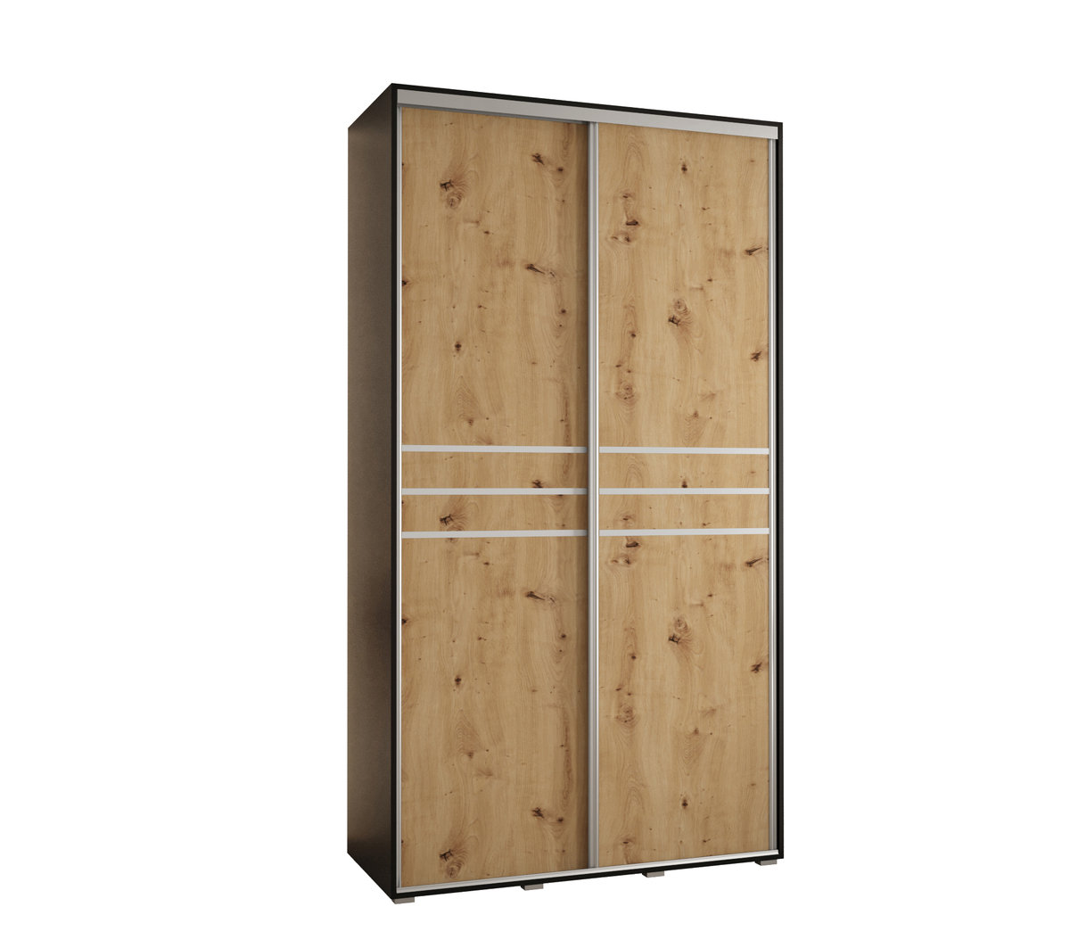 Szafa przesuwna wysoka Davos 10 130 gł. 60 czarny + artisan + srebrny / Abiks Meble