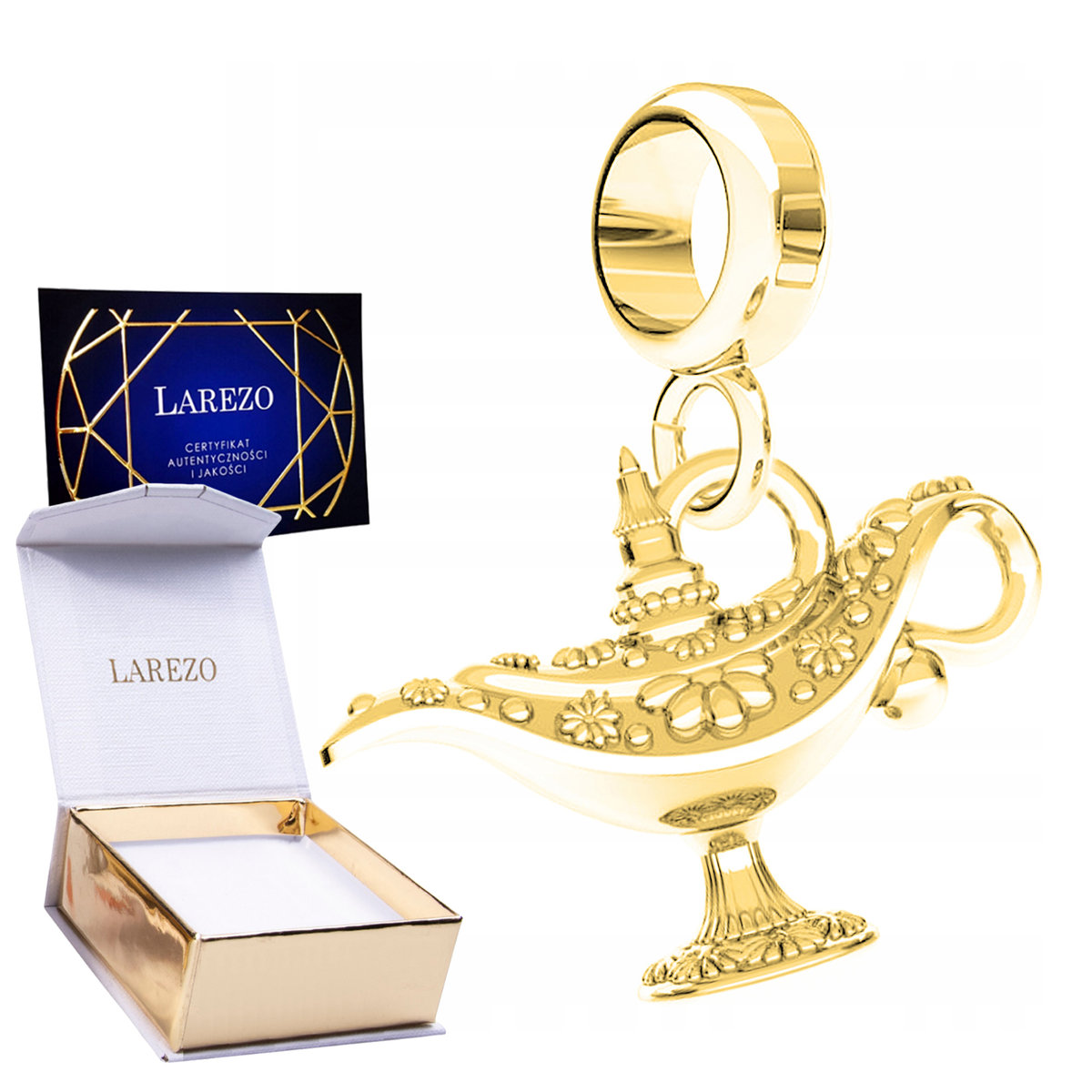 Charms Złoty Wiszący z Lampą Alladyna Lśniąca Lampa Alladyn SREBRO 925