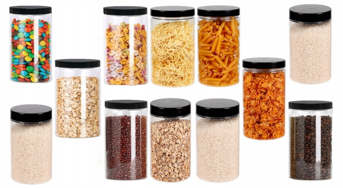 SŁOIK PLASTIKOWY 1250ML POJEMNIK NA ŻYWNOŚĆ 12SZT