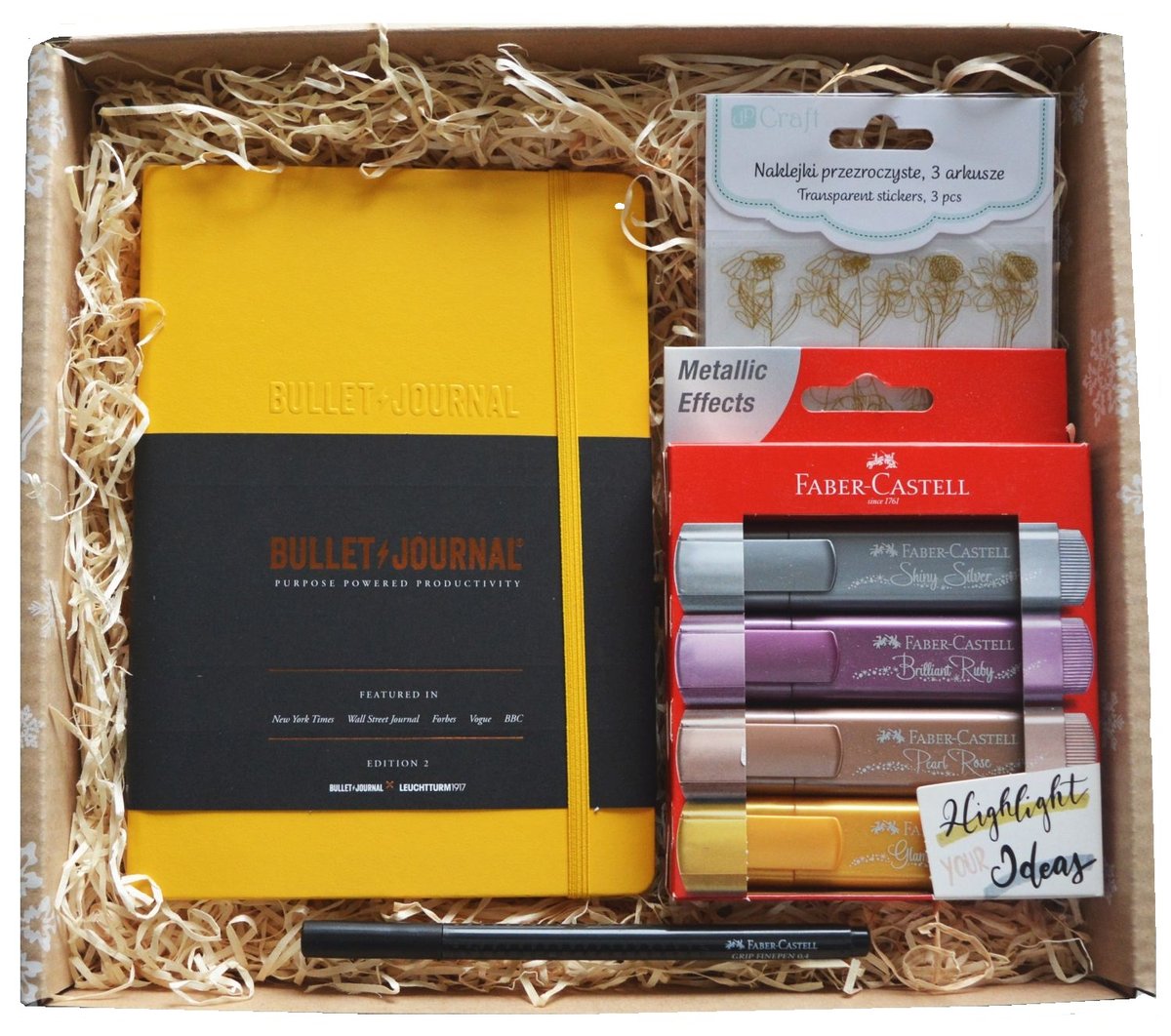 ZESTAW PREZENTOWY ŚWIĄTECZNY Bullet Journal zakreślacze naklejki PREZENT