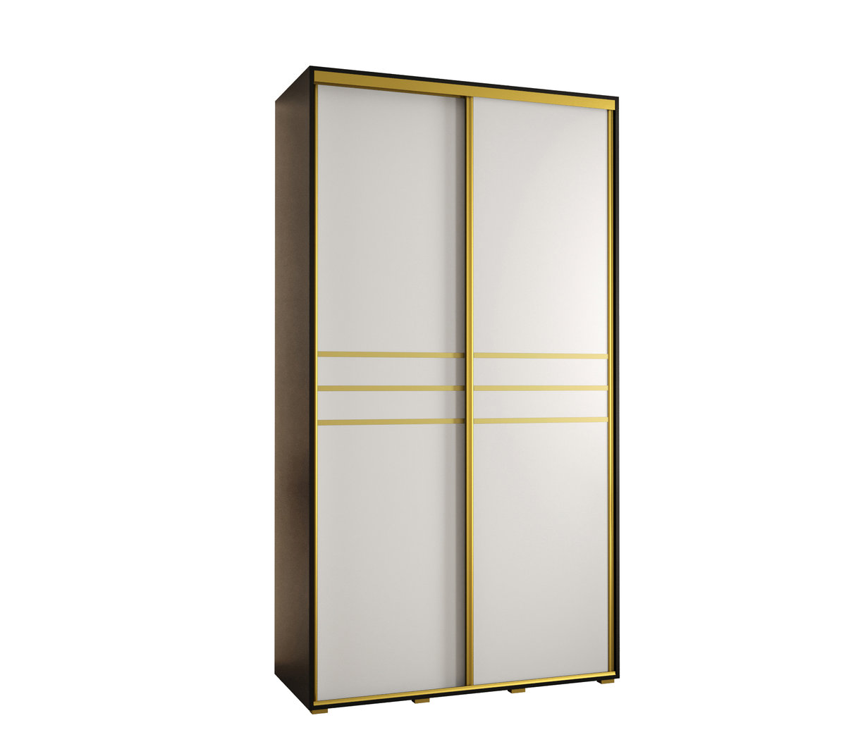 Szafa przesuwna wysoka Davos 10 140 gł. 45 czarny + biały + złoty / Abiks Meble
