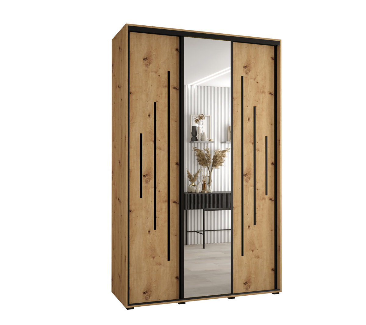 Szafa przesuwna wysoka Davos 13 150 gł. 60 artisan + artisan + czarny / Abiks Meble