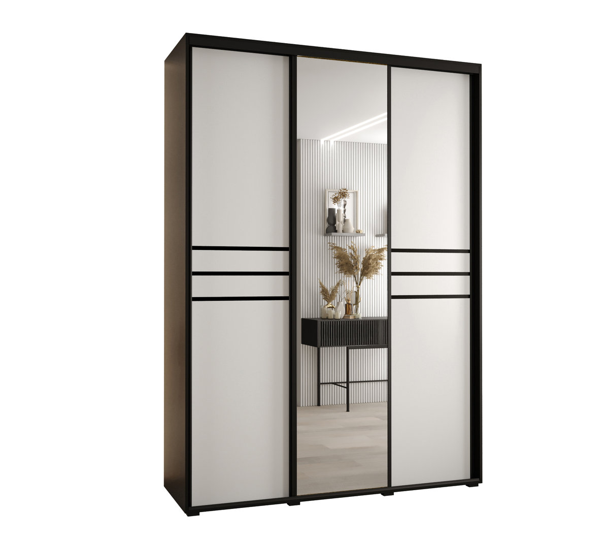 Szafa przesuwna wysoka Davos 11 170 gł. 60 czarny + biały + czarny