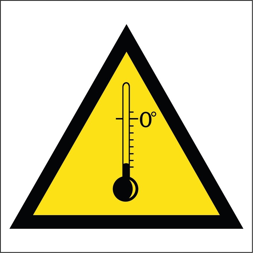 Tabliczka Ostrzeżenie przed niskimi temperaturami 20x20cm PCV 1mm