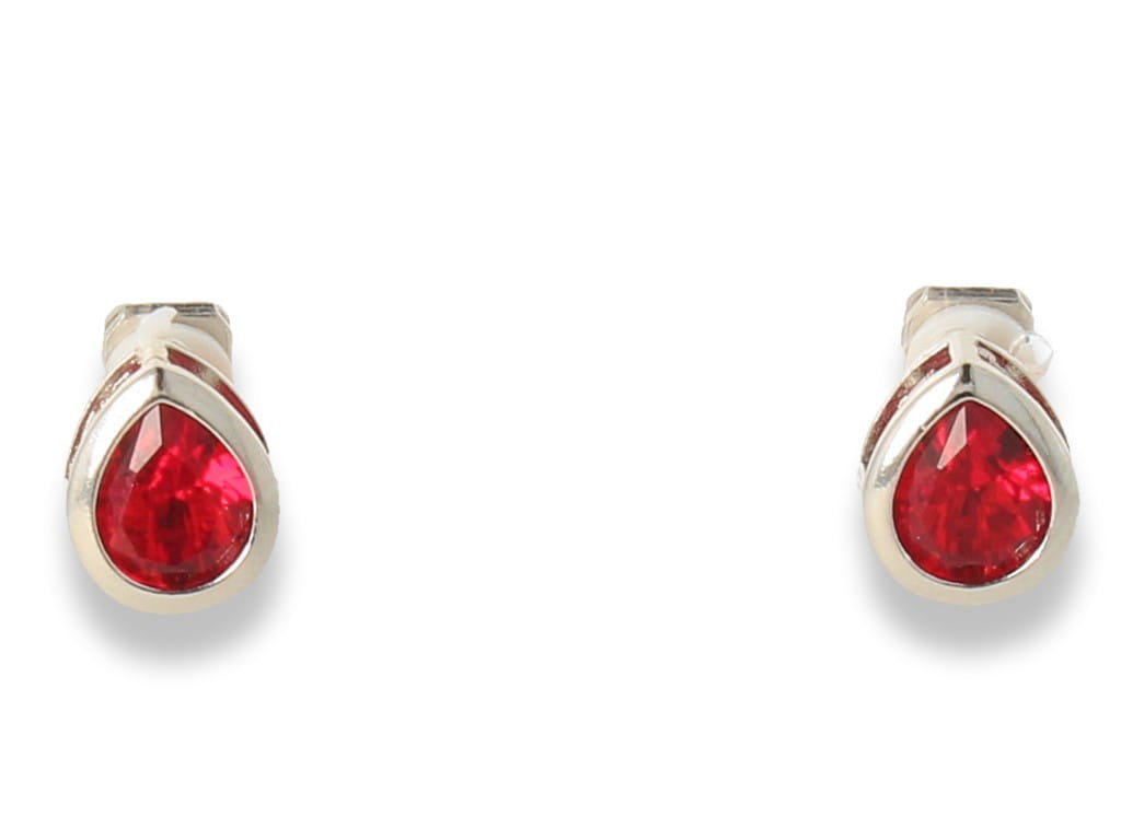 Klipsy do uszu srebrne łezki czerwone