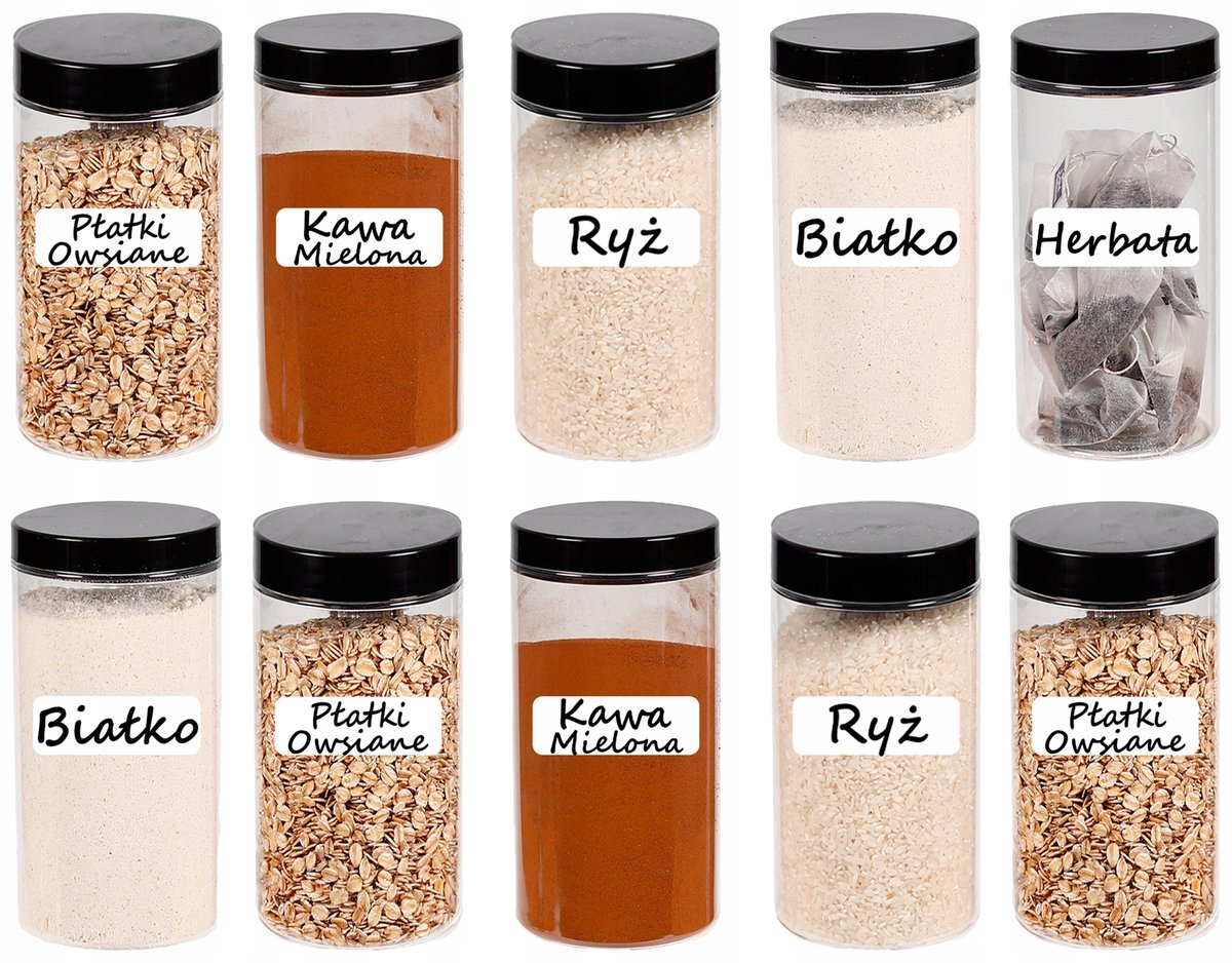 SŁOIK PLASTIKOWY 500ML POJEMNIK NA ŻYWNOŚĆ 10SZTUK + ETYKIETY