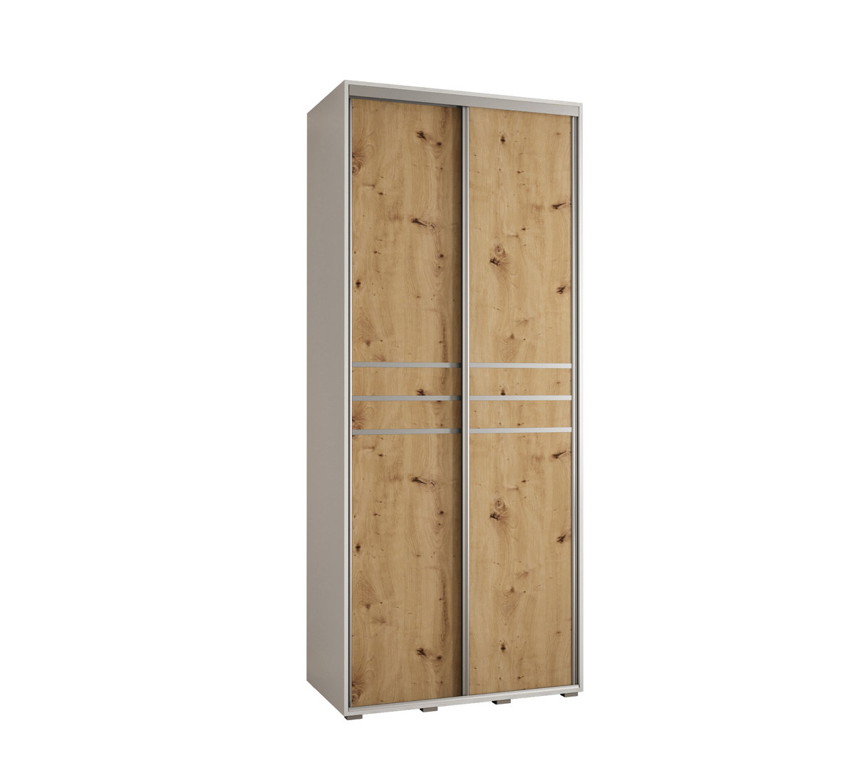 Szafa przesuwna wysoka Davos 10 120 gł. 45 biały + artisan + srebrny / Abiks Meble