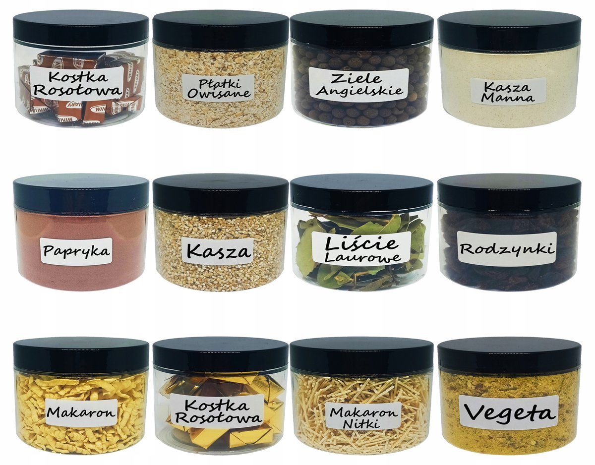 Pojemniki na żywność, słoik plastikowy na przyprawy 0,5l, 12 szt.