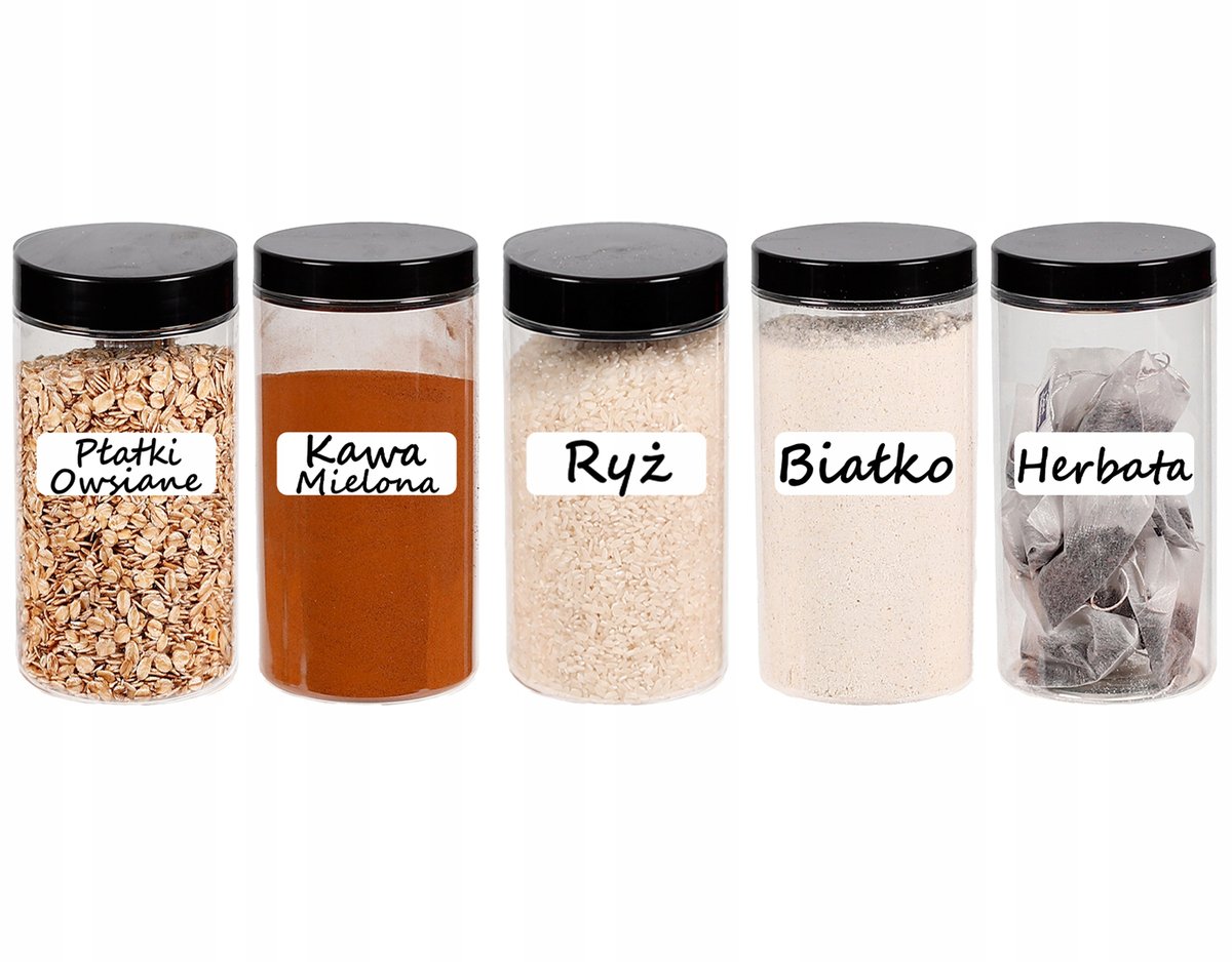 SŁOIK PLASTIKOWY 500ML POJEMNIK NA ŻYWNOŚĆ 5SZTUK + ETYKIETY