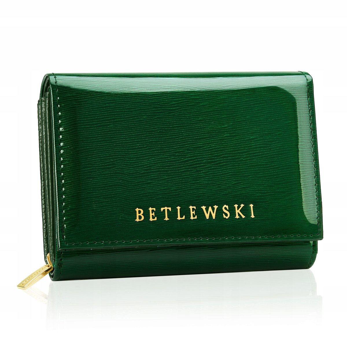 Betlewski portfel damski skórzany lakierowany mały RFID zdjęcia karty