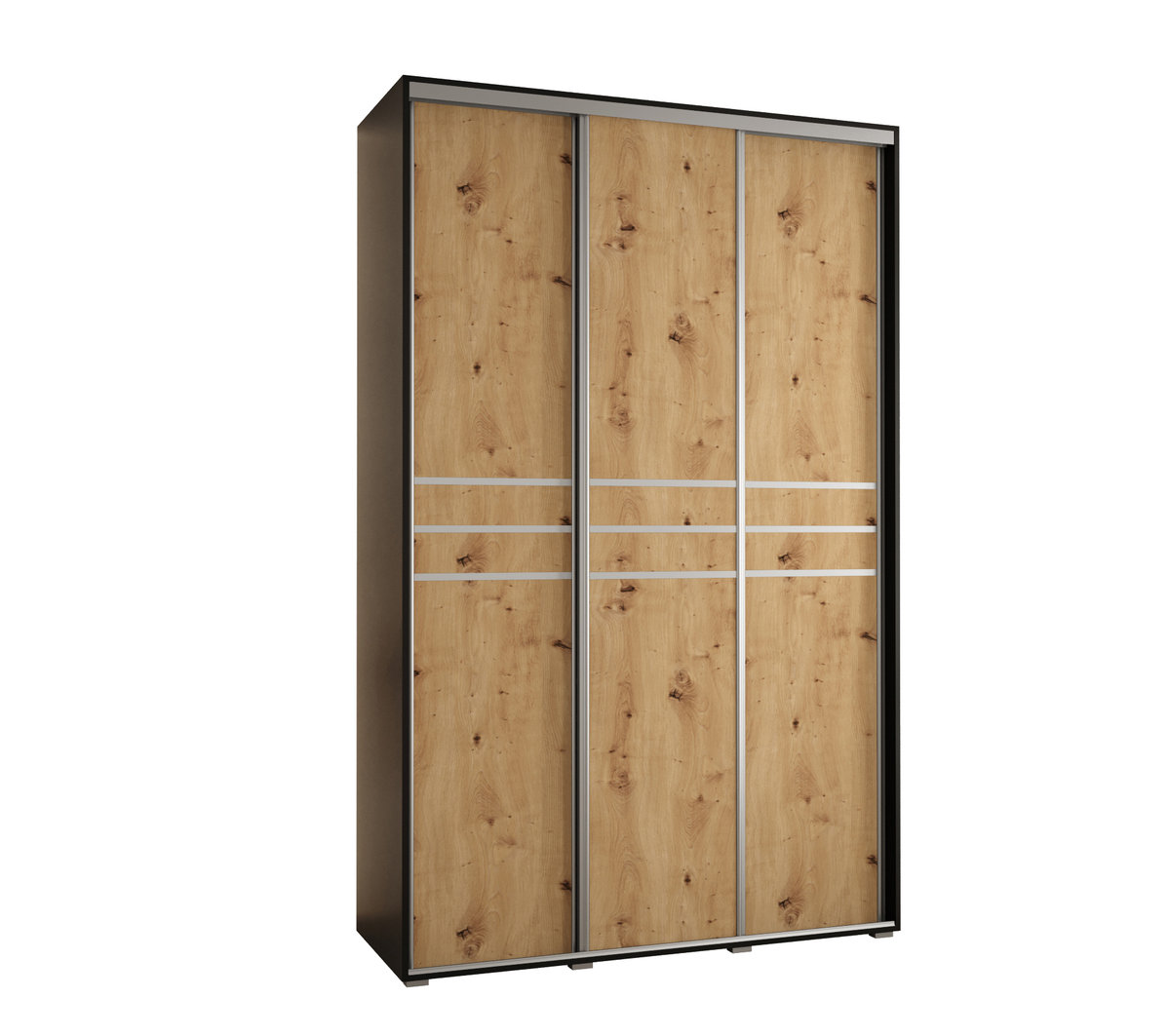 Szafa przesuwna wysoka Davos 10 150 gł. 45 czarny + artisan + srebrny / Abiks Meble